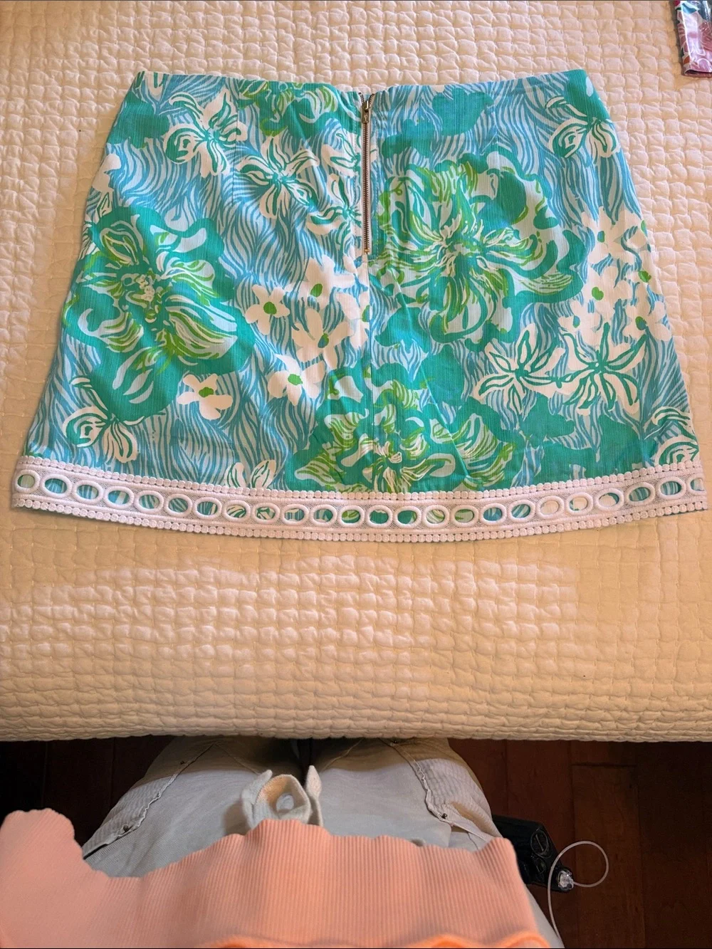 Lily Pultizer Womens Floral Mini Skort in Teal and White